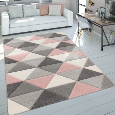 Modern szőnyeg pasztel színes háromszögek pink szőnyeg 80x300 cm