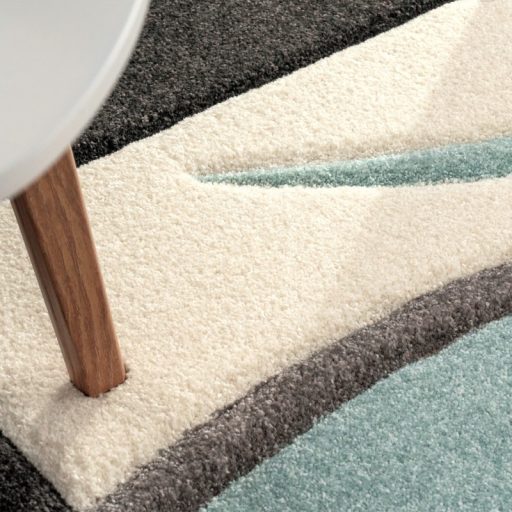 Modern nappali szonyeg - 3D hatasu, pasztell, turkiz, negyzetek, 80x300 cm