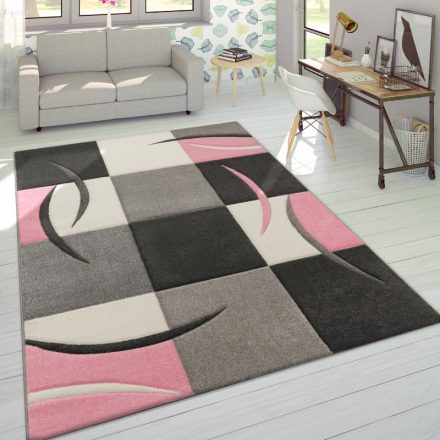 3D hatású design modern szőnyeg nappaliba absztrakt pasztel pink négyzetek 80x150 cm