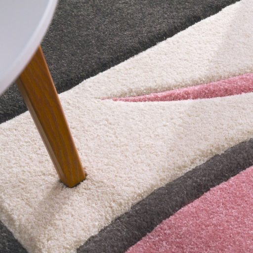 Nagymeretu nappali szonyeg - 3D hatasu, pasztell, rozsaszin, negyzetek, 240x330 cm