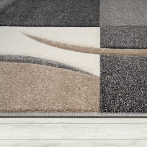 Nagymeretu nappali szonyeg - 3D hatasu, pasztell, taupe, negyzetek, 240x330 cm