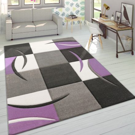 3D hatású design modern szőnyeg nappaliba absztrakt pasztel lila négyzetek 60x110 cm