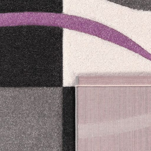 Modern nappali szonyeg - 3D hatasu, pasztell, lila, negyzetek, 80x300 cm