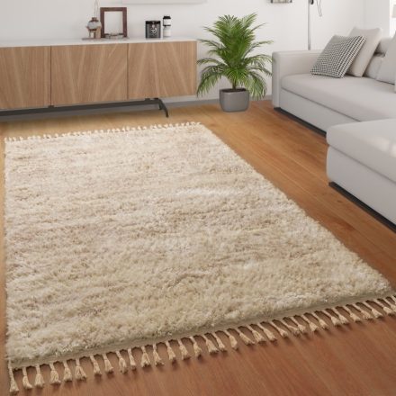 Shaggy szőnyeg puha hosszú szálú bozontos szőnyeg rojtos bézs 60x100 cm