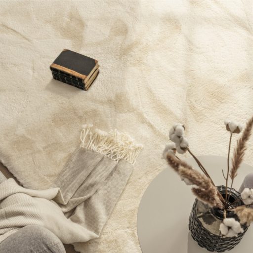 Luxus shaggy szonyeg - modern, bolyhos, puha, krem, 80x150 cm