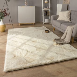 Luxus shaggy szonyeg - kerek szonyeg, modern, bolyhos, puha, krem, 200 cm kor