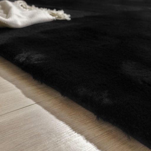 Luxus shaggy szonyeg - kerek szonyeg, modern, bolyhos, puha, fekete, 200 cm kor