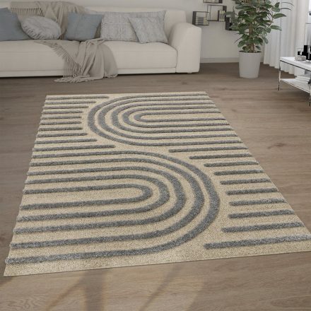 Shaggy szőnyeg nappaliba 3D hatású hullám mintával skandináv - szürke 60x100 cm