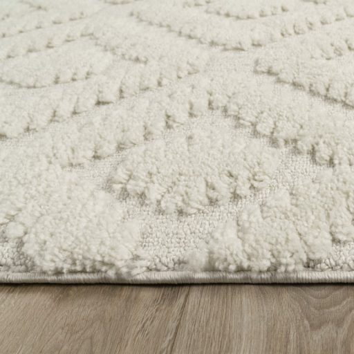 Nagymeretu shaggy szonyeg - 3D, rombusz mintaval, skandinav, krem, 200x280 cm