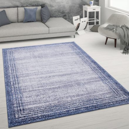 Rövidszálú bordűrös szőnyeg nappaliba - kék 160x220 cm
