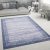 Rövidszálú bordűrös szőnyeg nappaliba - kék 80x300 cm