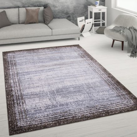 Rövidszálú bordűrös szőnyeg nappaliba - barna 240x340 cm