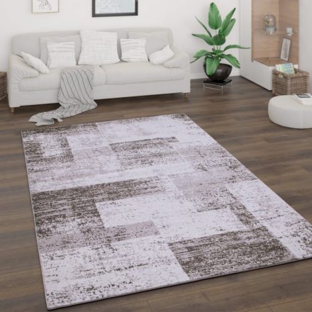 Modern szőnyeg nappaliba rövid szálú geometria mintával - bézs szőnyeg 80x300 cm