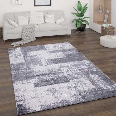 Modern szőnyeg nappaliba rövid szálú geometria mintával - szürke 60x100 cm