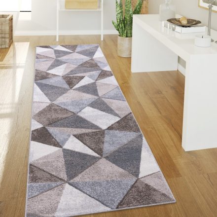 Modern szőnyeg nappaliba geometria mintával rövid szálú - bézs 80x300 cm