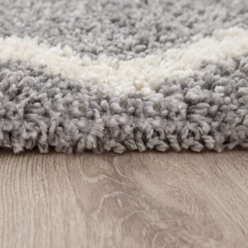 Shaggy szonyeg - puha, bolyhos, rombusz mintaval, szurke-feher 140x200 cm