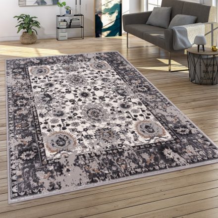 Antracit klasszikus szőnyeg nappaliba virág mintával marokkói 160x220 cm
