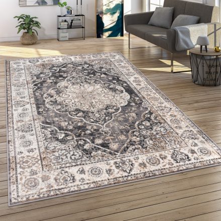 Rövid szálú klasszikus szőnyeg mandala mintás - szürke 160x220 cm