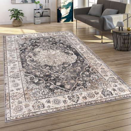 Rövid szálú klasszikus szőnyeg mandala mintás - szürke 240x330 cm