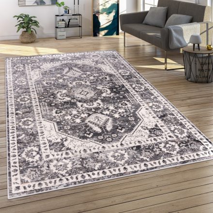 Antracit klasszikus szőnyeg nappaliba mandala mintával 80x300 cm