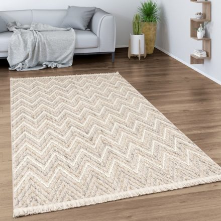 Krém azték mintás design szőnyeg nappaliba geometrikus mintával 120 cm kör alakú