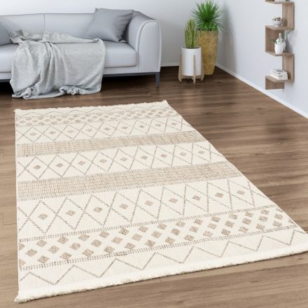 Krém azték mintás design szőnyeg nappaliba 120 cm kör alakú