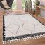 Aztek geometria mintas nappali szonyeg rojtos feher-fekete 240x340 cm
