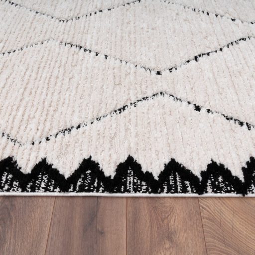 Aztek geometria mintas nappali szonyeg rojtos feher-fekete 160x230 cm
