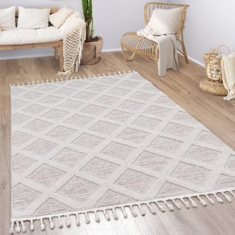 Szonyeg nappaliba - szines, rombusz mintas, rojtos, 160x230 cm