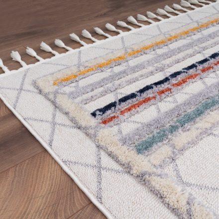 Színes rojtos design szőnyeg nappaliba azték mintás csíkos 240x340 cm