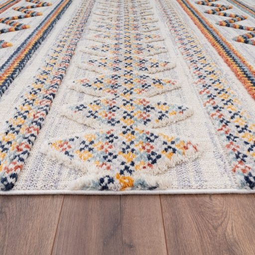 Kerek szonyeg - nappali szonyeg, szines, aztek mintas, geometria, rojtos, 160 cm kor