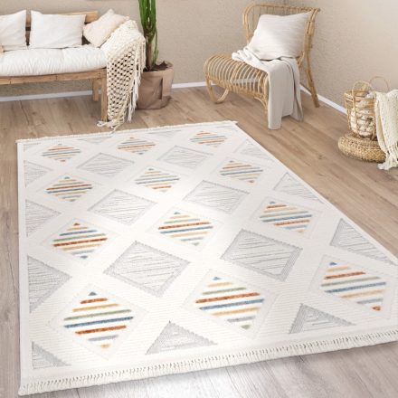 Ethno 3D design szőnyeg nappaliba rombusz - színes 80x150 cm