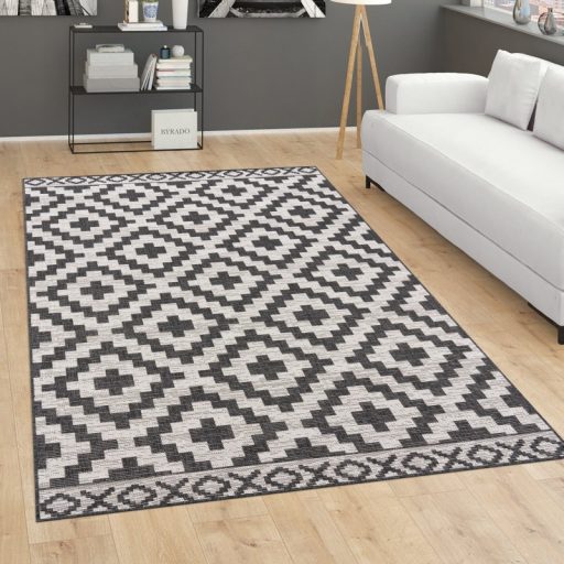 skandinav stilusu fekete nagymeretu kulteri szonyeg teraszra 200x280 cm