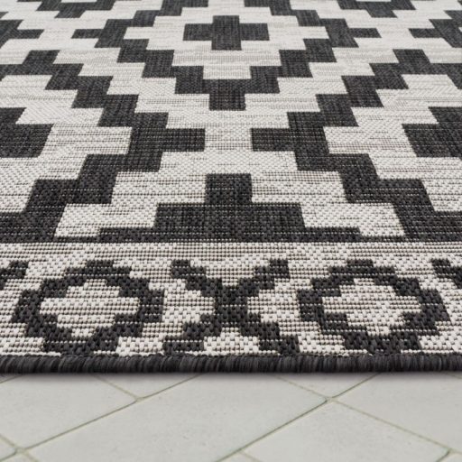 skandinav stilusu fekete nagymeretu kulteri szonyeg teraszra 200x280 cm