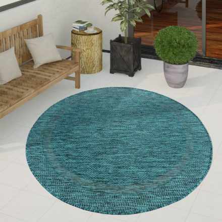 Egyszínű vízálló kültéri szőnyeg bordűrös türkiz 160 cm kör alakú