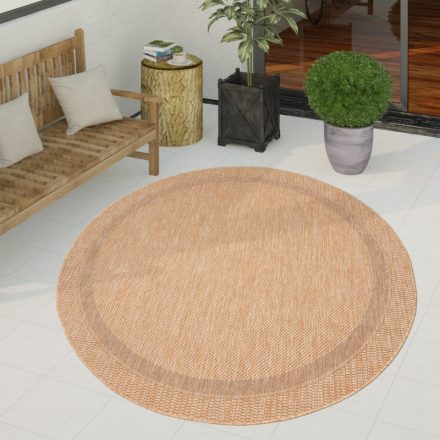 Egyszínű vízálló kültéri szőnyeg bordűrös - bézs 160 cm kör alakú