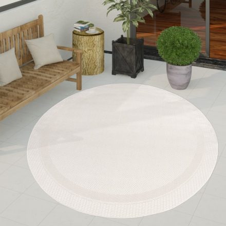 Egyszínű vízálló kültéri szőnyeg bordűrös - fehér 80 cm kör alakú
