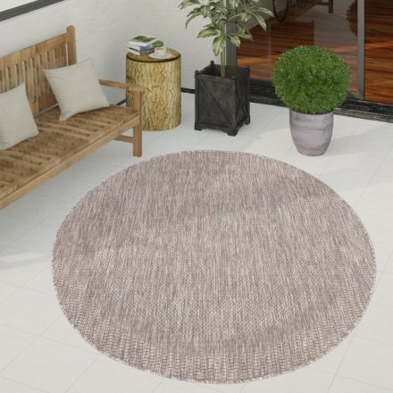 Egyszínű vízálló kültéri szőnyeg bordűrös taupe 160 cm kör alakú