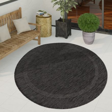 Vízálló kültéri szőnyeg bordűrös antracit 120 cm kerek