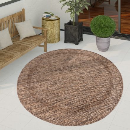Vízálló kültéri szőnyeg bordűrös barna 120 cm kerek