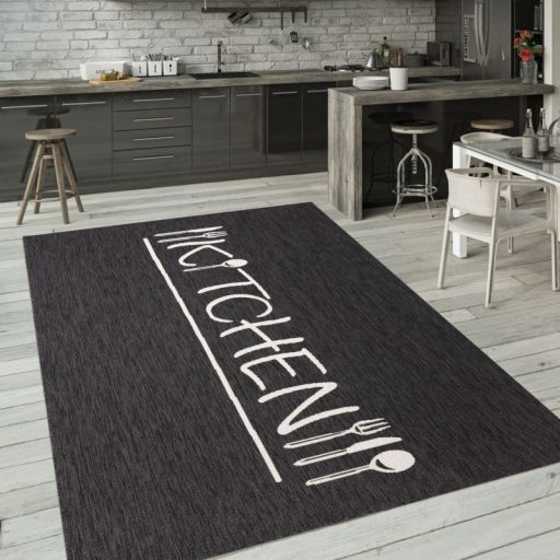 vizallo feliratos antracit kulteri szonyeg teraszra 80X250 cm