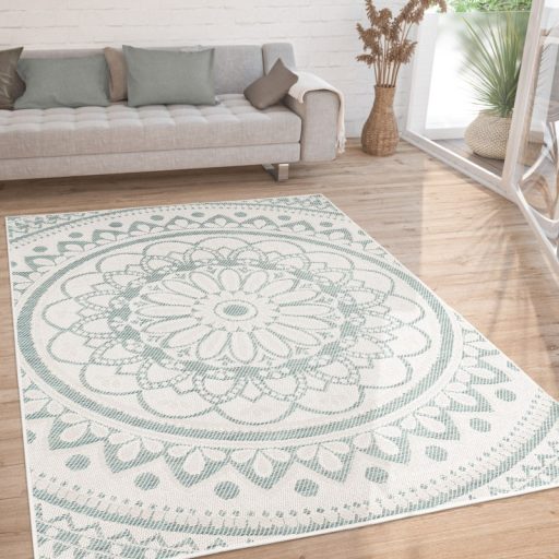 Turkiz aztek mintas rovid szalu nagymeretu nappali szonyeg 200x280 cm