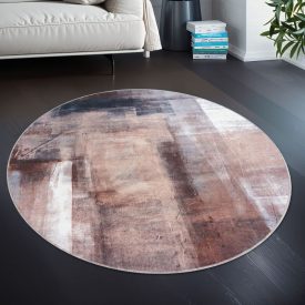   Kerek modern nappali szőnyeg - barna, festett hatású, absztrakt, 160 cm kör, Liv