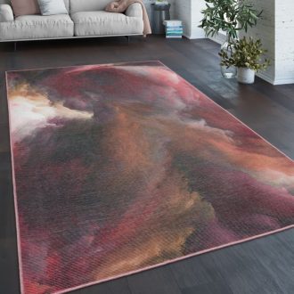 Modern nappali szonyeg - bordo, festett hatasu, absztrakt, 60x100 cm, Liv