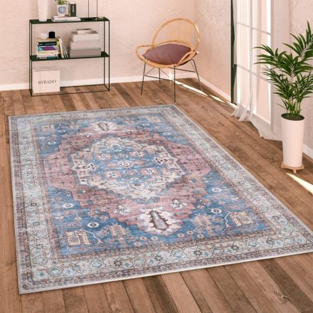 Keleti mintás klasszikus szőnyeg nappaliba bordűrös - színes 120 cm kör alakú