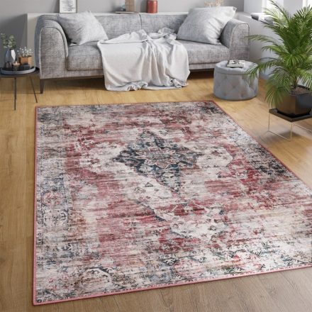 Piros klasszikus szőnyeg nappaliba keleti mintával vintage hatású 60x100 cm