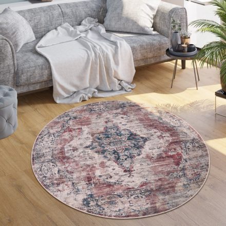 Piros klasszikus szőnyeg nappaliba keleti mintával vintage hatású 160 cm kör alakú
