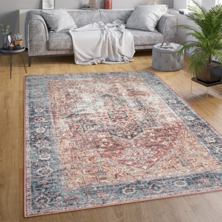 Klasszikus szőnyeg nappaliba bordűrös - színes marokkói mintás 60x100 cm