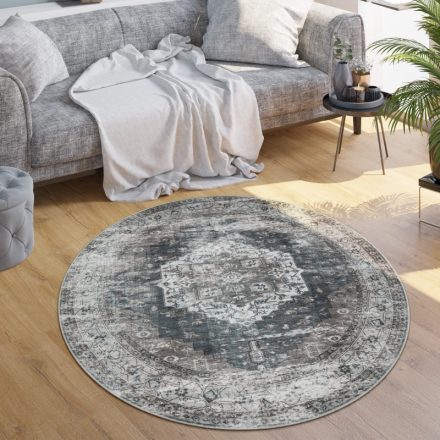Klasszikus szőnyeg nappaliba keleti mintával - szürke mandala 120 cm kör alakú