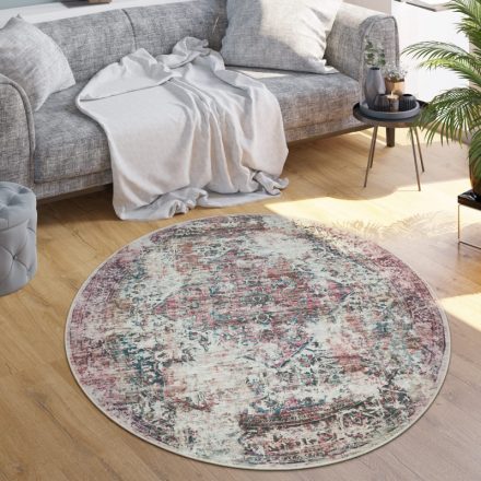 Színes szőnyeg nappaliba festett vintage hatású 160 cm kerek szőnyeg